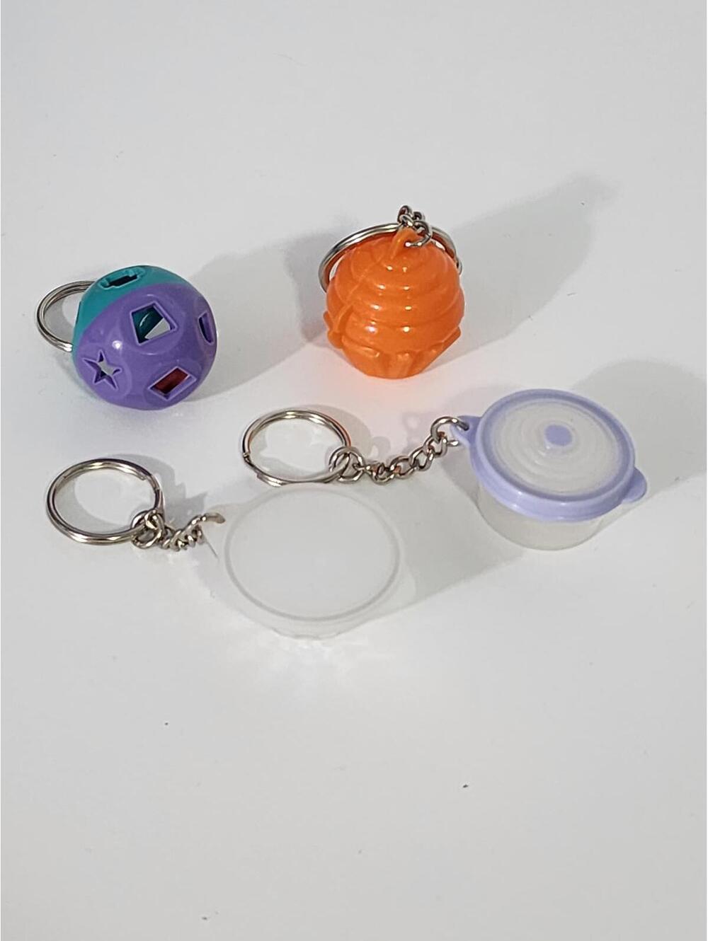 Set of 4 Fun and Unique Tupperware Keychain Toys